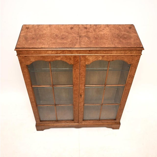 1930s Antique Burr Walnut Bookcase, 1930s For Sale - Image 5 of 8