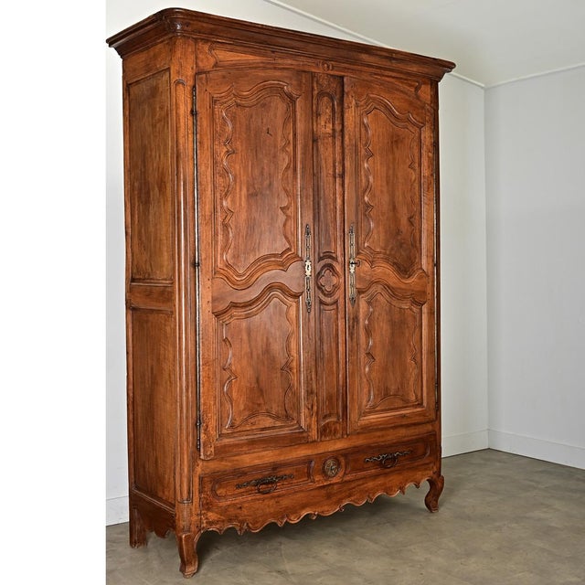 French 18th Century Massive Louis XV Carved Armoire For Sale - Image 10 of 14