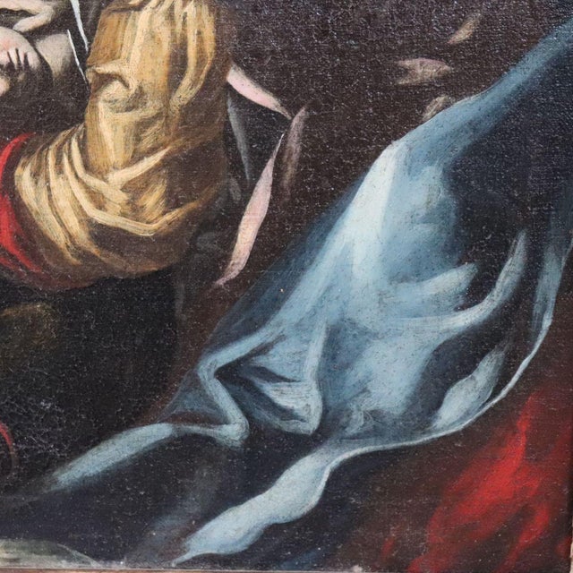 Madonna with Child and Angel, 17th Century, Oil Painting on Canvas, Framed For Sale - Image 10 of 18