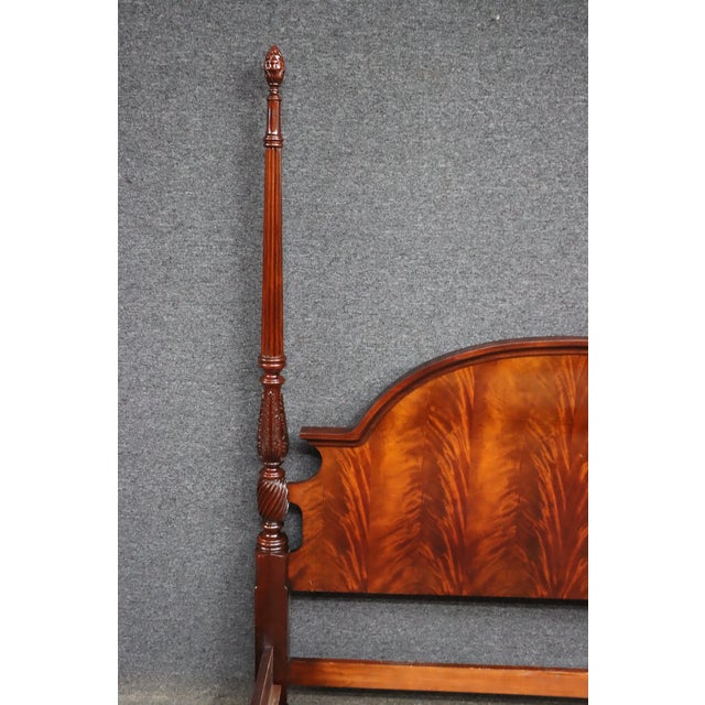 Thomasville Queen Size Mahogany Four Poster Bed With Flame Mahogany Headboard For Sale - Image 9 of 12