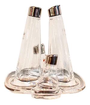 Olpe Model Oil and Vinegar, Salt and Pepper Set by Angelo Mangiarotti for Colle Cristallerie, 1986, Set of 5