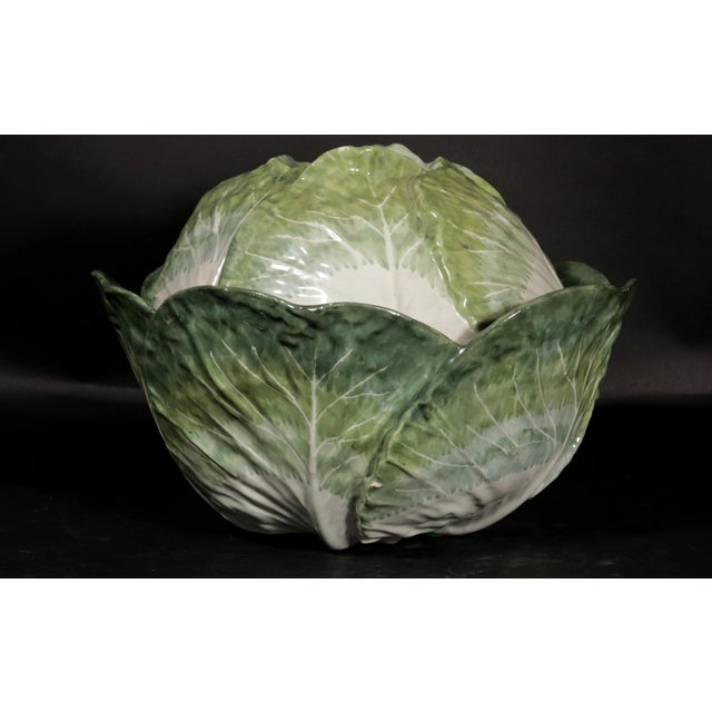 Green French Faience Tromp l'Oeil Strasbourg Factory Cabbage Tureen and Cover For Sale - Image 8 of 18