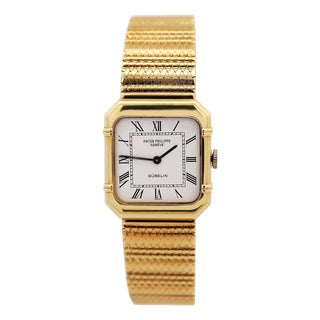 1990s Patek Philippe for Gübelin 4457/1 Double Signed 18k Gold 23mm Manual Watch For Sale