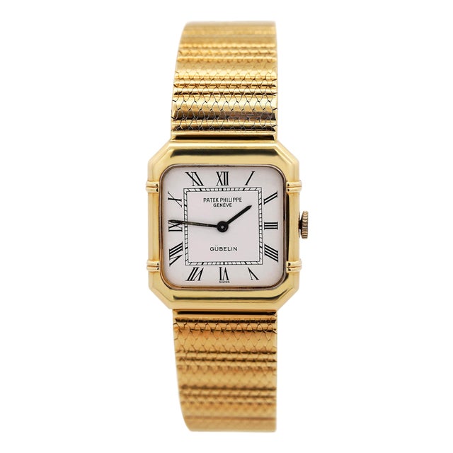 1990s Patek Philippe for Gübelin 4457/1 Double Signed 18k Gold 23mm Manual Watch For Sale