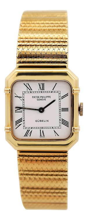 1990s Patek Philippe for Gübelin 4457/1 Double Signed 18k Gold 23mm Manual Watch