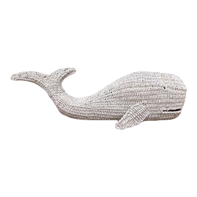 1970s Vintage 'Nantucket' White Wicker Sculpture of a Whale For Sale