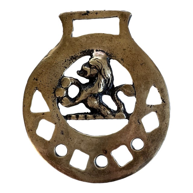 Early 20th Century Horse Brass Medallion of Lion For Sale