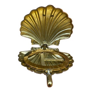 1970s Brass Seashell Compact With Latch For Sale