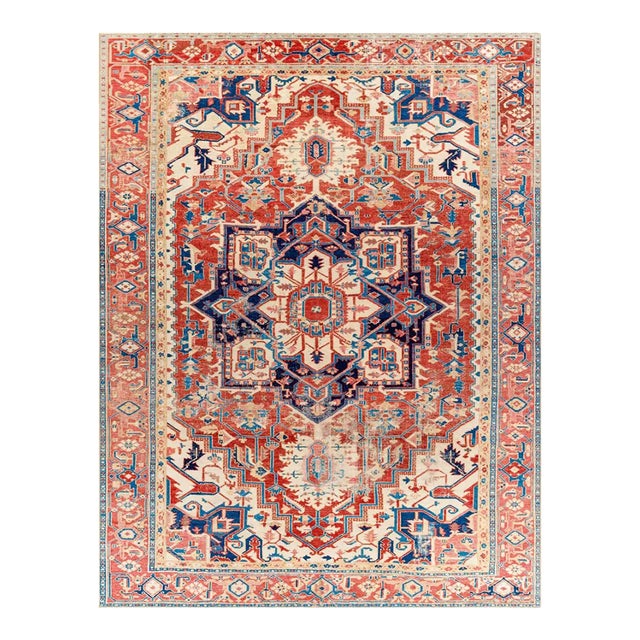 Antique Persian Heriz Serapi Area Rug For Sale