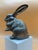 Vintage Silver-Tone Plated Brass Rabbit Sculpture – Made in India For Sale - Image 9 of 11