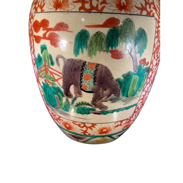 Chinese Antique Japanese Ceramic Elephant Ginger Jar For Sale - Image 3 of 6