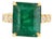 Vivid Green Emerald Shape Step Cut Emerald Diamond Cocktail Ring, Size 6.5 For Sale