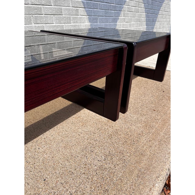 Attributed to Percival Lafer Brazilian Rosewood and Glass Coffee Table and Side Tables, Set of 3, 1960s For Sale - Image 14 of 17