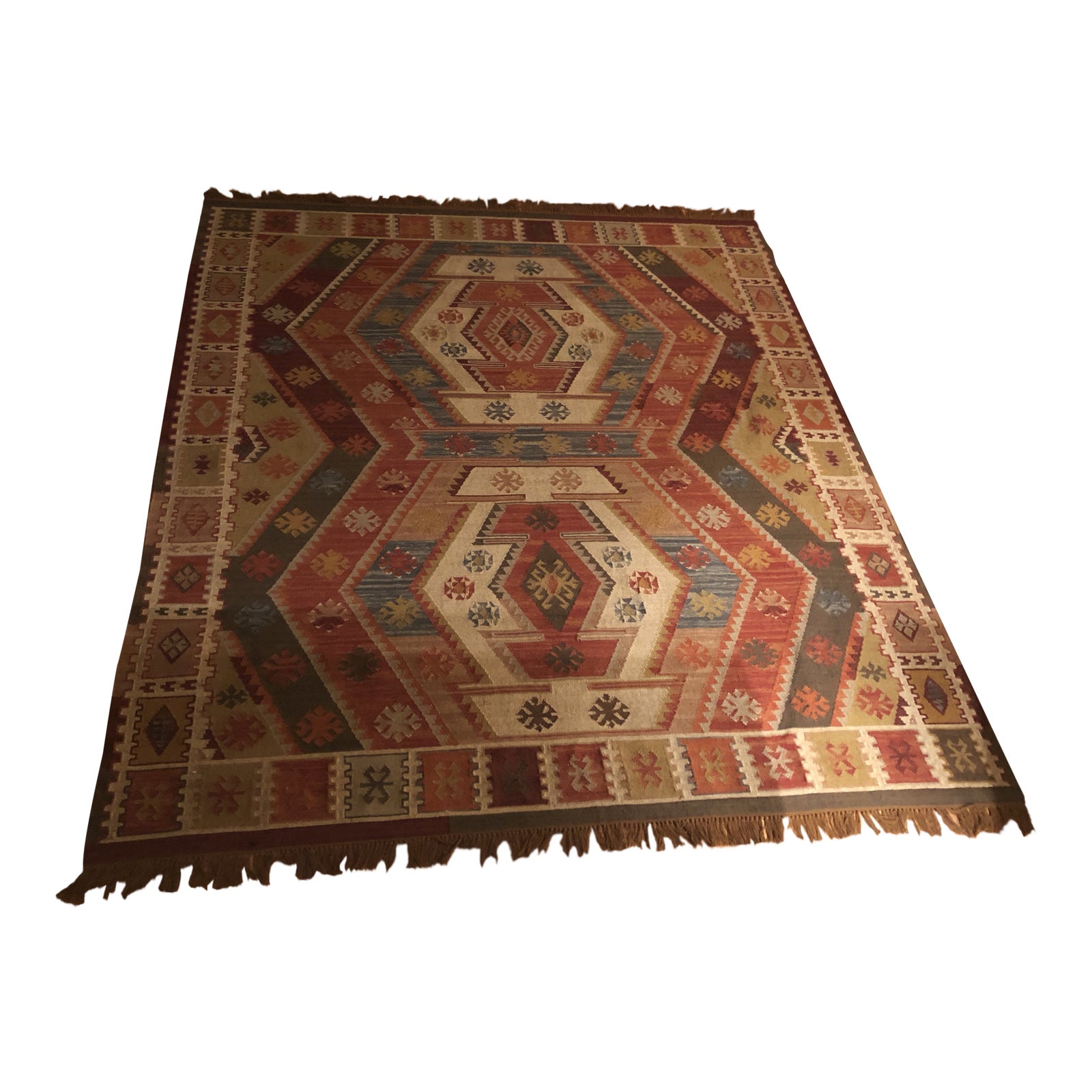 Pottery Barn Recycled Indoor/Outdoor Gianna Kilim Rug 8′ × 10′ Chairish