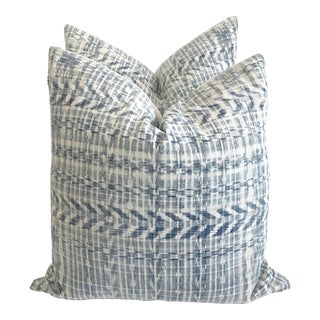 Indigo Ikat Guatemalan Textile Pillow 20 X 20 For Sale