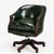 1990s Vintage Racing Green Leather Swivel Desk Chair Mahogany-Toned Base and Nail Trim, 1990s For Sale - Image 5 of 10