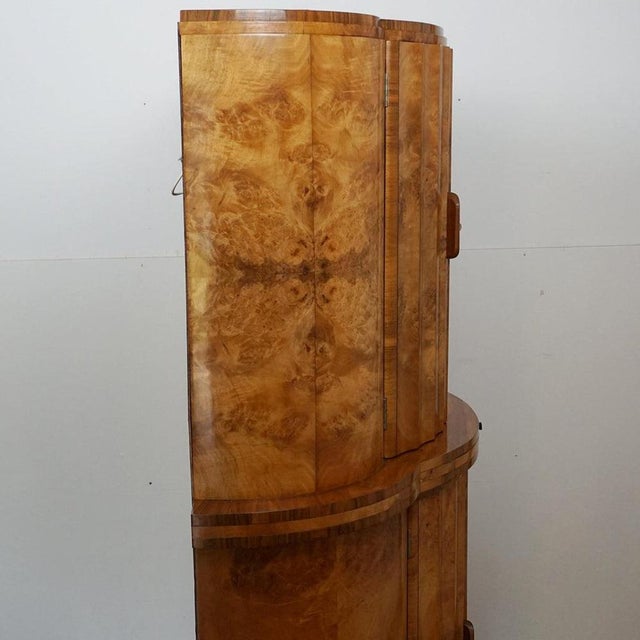 Half-Moon Cabinet in Burr Walnut by Harry & Lou Epstein, 1930s For Sale - Image 10 of 17
