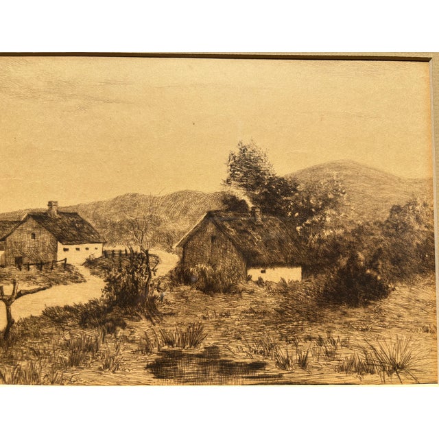 Late 19th Century British School Rural Landsape Etching Panoramic Countryside Scene, Framed For Sale - Image 9 of 16