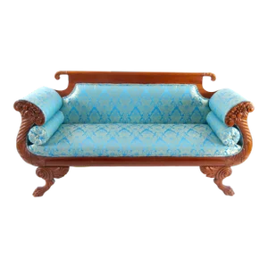 19th Century Mahogany Wood Framed Empire Style Upholstered Sofa