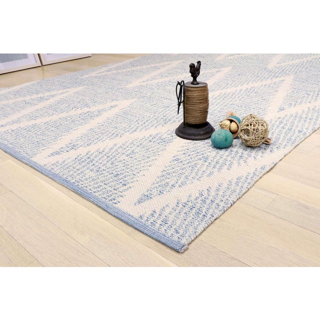 2020s Pasargad Home Simplicity Aqua Cotton Area Rug- 5' 0" X 8' 0" For Sale - Image 5 of 7