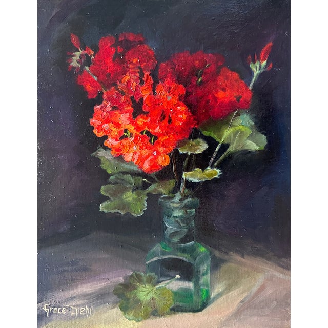 Original Oil Painting Florals by Grace Diehl For Sale