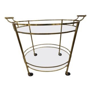 1960s Italian Modern Brass and Glass Bar Cart For Sale