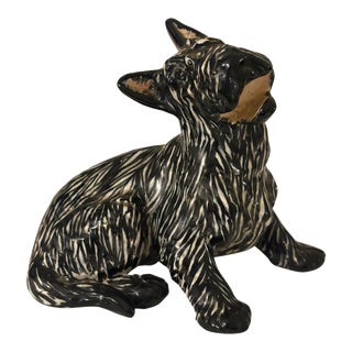 Vintage Porcelain Goldscheider Scottie Scottish Terrier Dog in Black and White Figurine England For Sale
