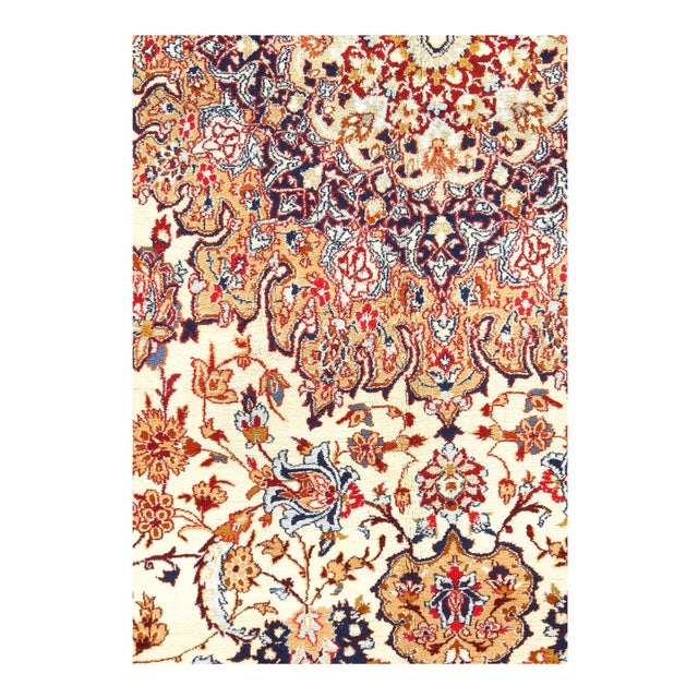 Persian 1960s Persian Pasargad Fine Isfahan Handmade Silk & Korker Wool Rug - 7'3" X 10'8" For Sale - Image 3 of 4