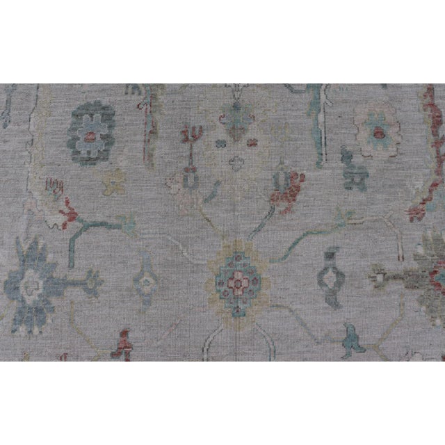 Light Gray Large Modern Oushak Rug by Keivan Woven Arts 10'1 X 13'10 For Sale - Image 8 of 13