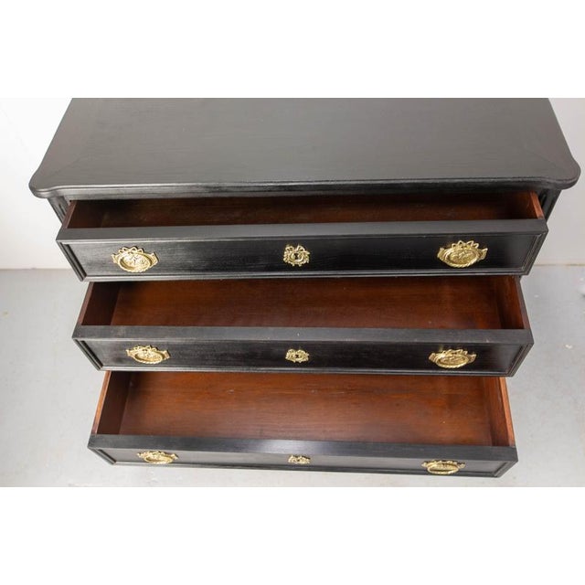 French Louis XVI Style Black Wood Chest of Drawers, 1980s For Sale - Image 10 of 12