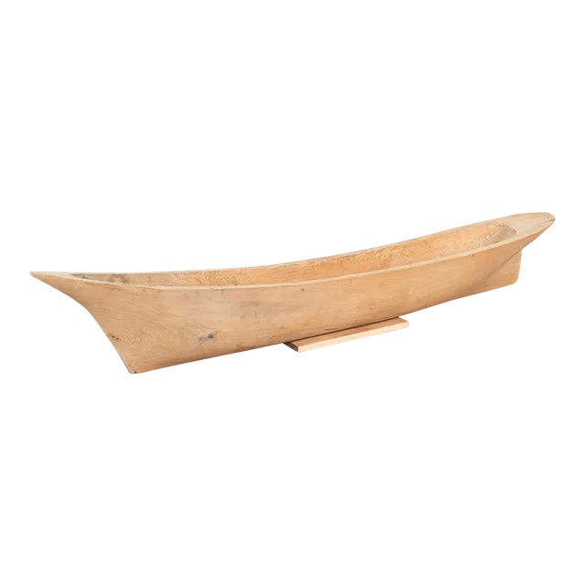 Large Hand Carved Wooden Model Boat, Denmark Circa 1900's For Sale