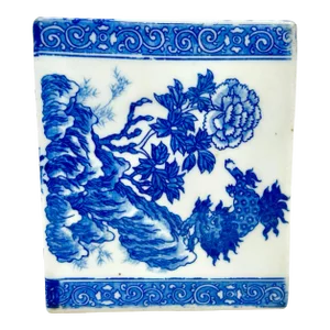 Vintage Blue and White Chinoiserie Flower Frog