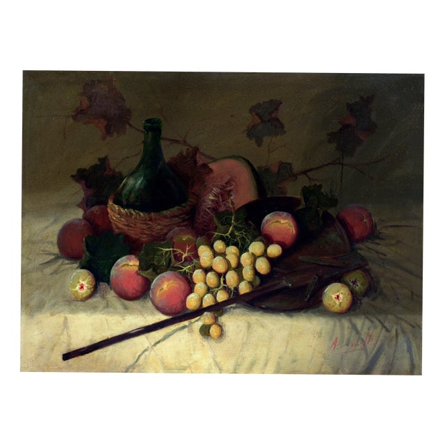 Antonio Cianelli, Still Life with Grapes and Figs, 1990s, Oil on Canvas For Sale