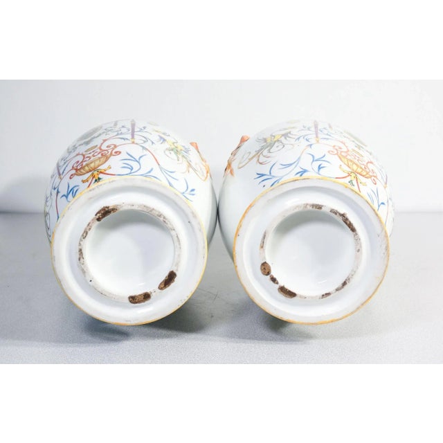 White 19th Century Hand Painted Ceramic Vases, Set of 2 For Sale - Image 8 of 9