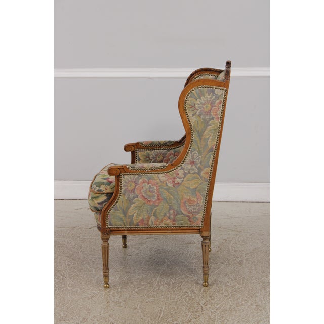 Antique French Style Needlepoint Wing Chair For Sale In Philadelphia - Image 6 of 13