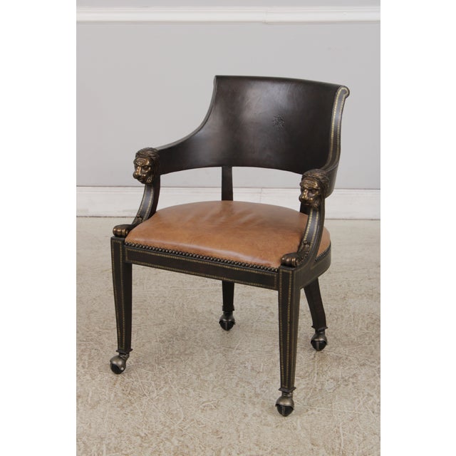 Maitland - Smith Set of 6 Maitland Smith Leather Lionhead Armchairs For Sale - Image 4 of 18