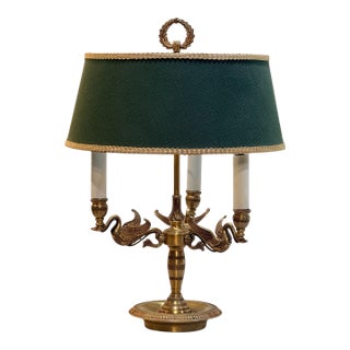 Mid 20th Centuty Swan Form French Empire Style Brass Bouilotte Table Lamp For Sale