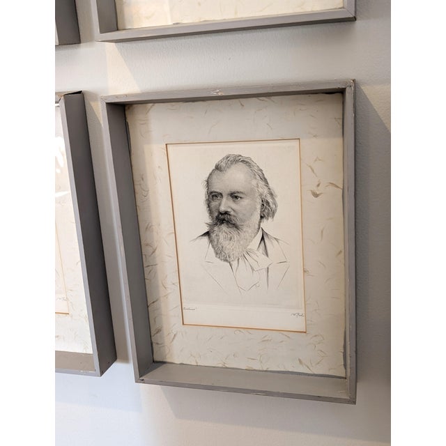 Printmaking Materials 1930s Set of Eight (8) Signed Etchings of Famous Composers by Wilhelm Pech For Sale - Image 7 of 12