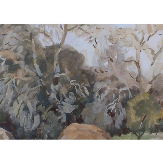 Vintage Gouache Painting: Autumn Rural Landscape, Soviet Ukrainian Art 50-70 For Sale - Image 4 of 6