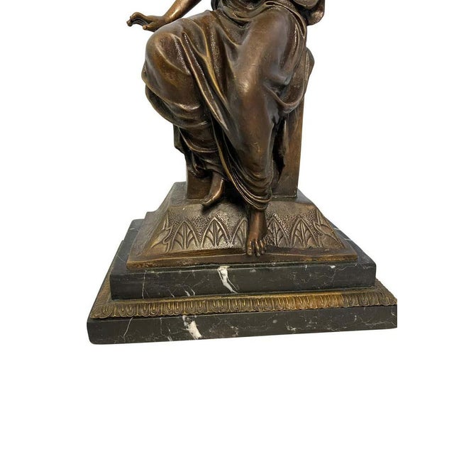 Neoclassical Style Bronze Lady on Detailed Plinth Base, 20th Century For Sale - Image 4 of 9