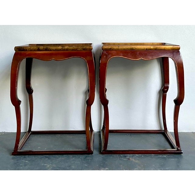 Vintage Asian Lacquered Side Tables - A Pair For Sale - Image 11 of 12