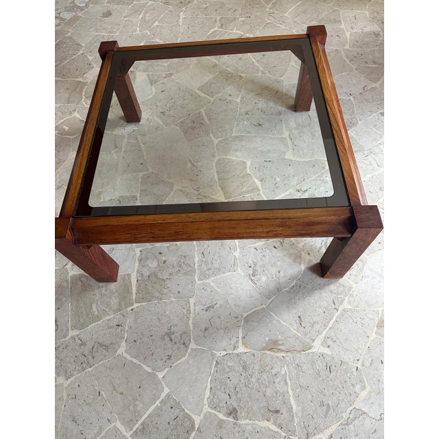 Square Coffee Table in Walnut and Mirrored Glass, Italy, 1970s For Sale - Image 6 of 9