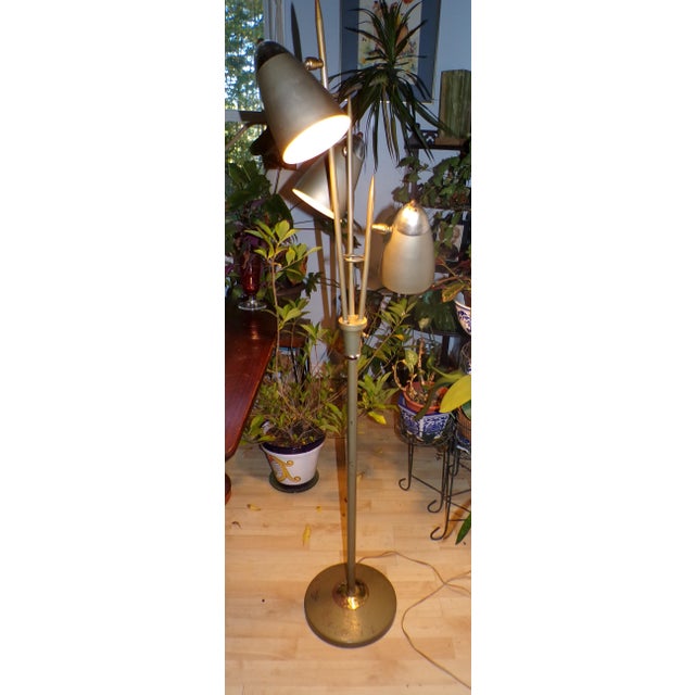 Vintage Mid Century Modern Avocado Cone Bullet Light Metal Floor Lamp Industrial For Sale - Image 11 of 12