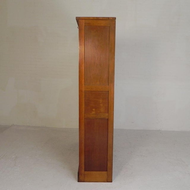 Oak Roller Shutter Cabinet with 3 Shutters, 180 Cm High, 1950s For Sale - Image 6 of 18