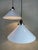 Two large metal pendant lamps from the 1980s. Remarkable lampshade holder. Bakelite E27 socket, aluminium shade holder....