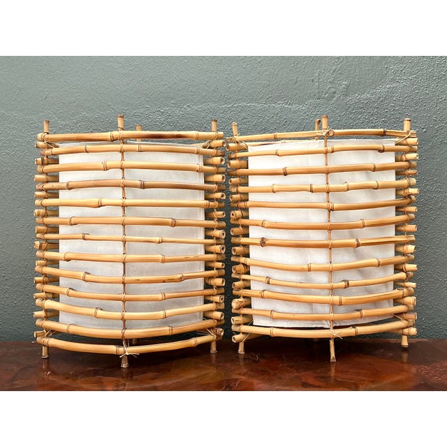 Vintage Stacked Bamboo Lantern Lamps - A Pair For Sale In West Palm - Image 6 of 12