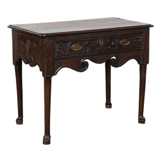 Late 18th Century English Carved Walnut Side Table With Drawer For Sale