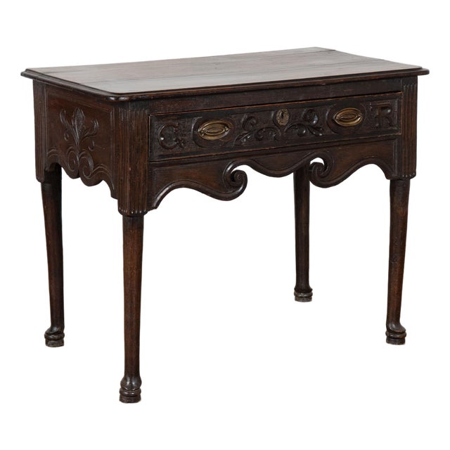 Late 18th Century English Carved Walnut Side Table With Drawer For Sale