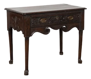 Late 18th Century English Carved Walnut Side Table With Drawer