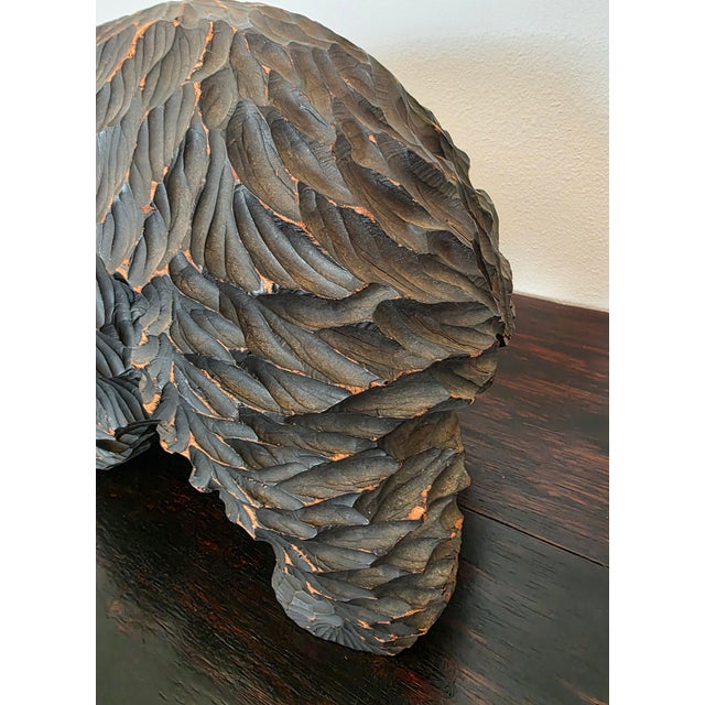 Large Vintage Indigenous Japanese Ainu Hokkaido Bear Figure Wood Carving For Sale - Image 16 of 18